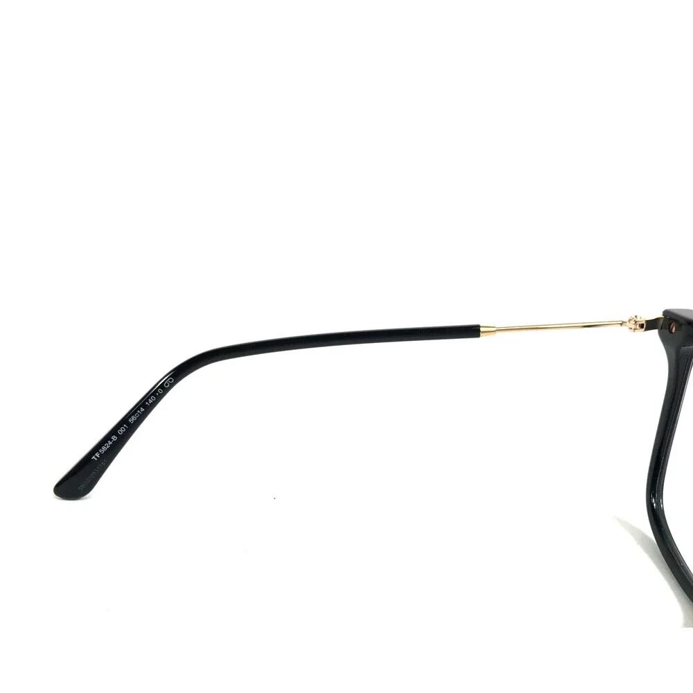 Tom Ford Eyeglasses Frames TF5824-B 001 Black Gold Cat Eye w/ Clip-on 56-14-140